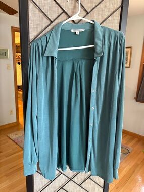 Green Envelope Teal Open Button Down